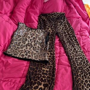 Leopard Print Sequin Top and Pants (NOT A SET, just sold tg❤️)  SHIPPING FREE